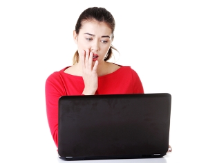 disgusted woman laptop