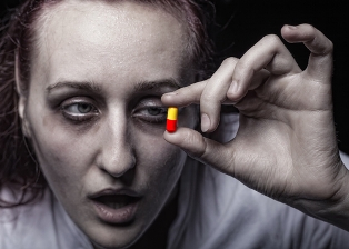 pill addict close up