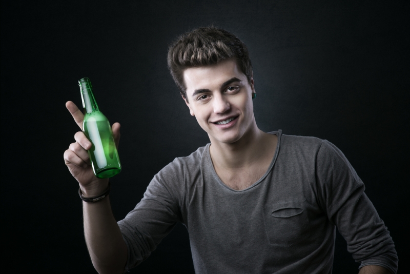 teen drinking beer