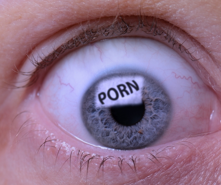 porn addict concept eye
