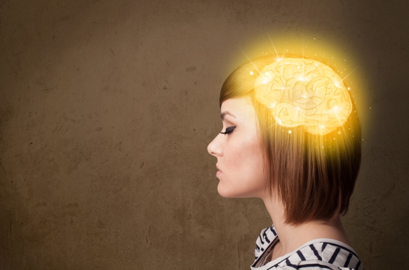 woman glowing brain