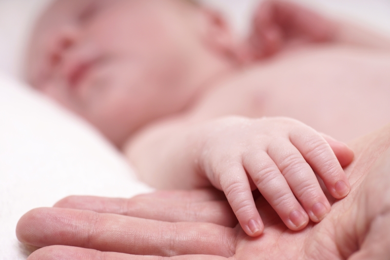 newborn sleeping hand