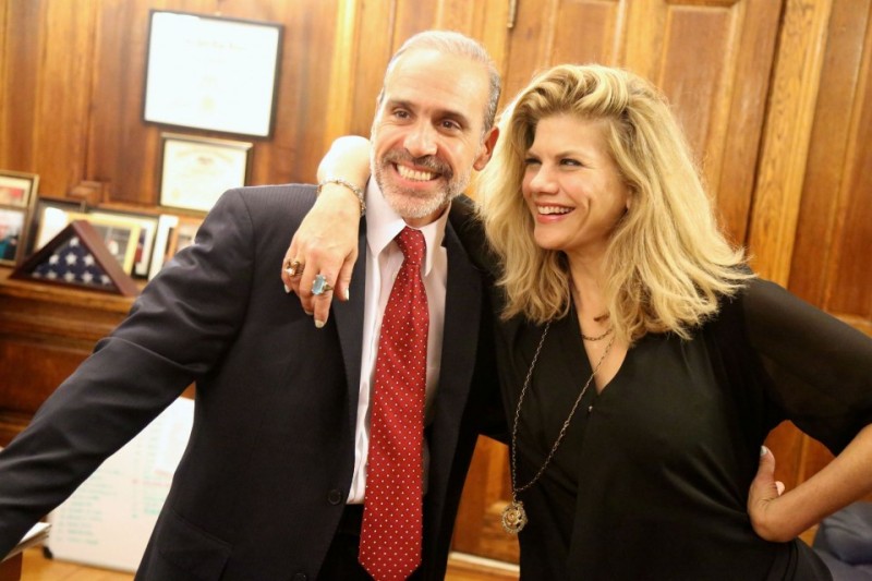 Staten Island Borough President James Oddo and Kristen Johnston