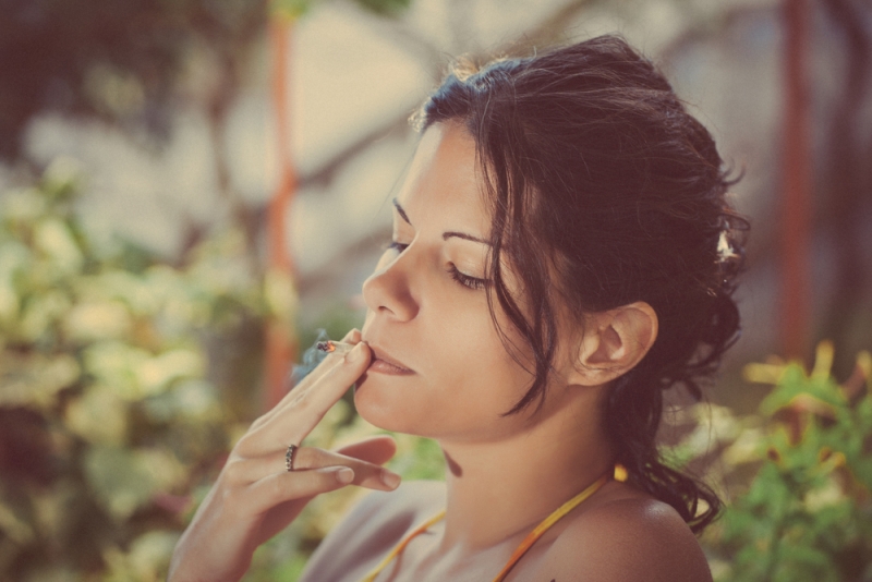 woman smoking weed