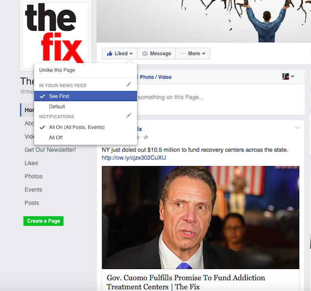 Viewing The Fix's Posts With Facebook's 'Family and Friends' Algorithm