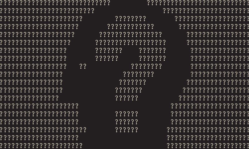 Silhouette of a head with question marks all around.