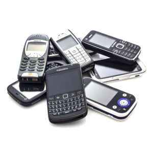 A pile of old mobile phones