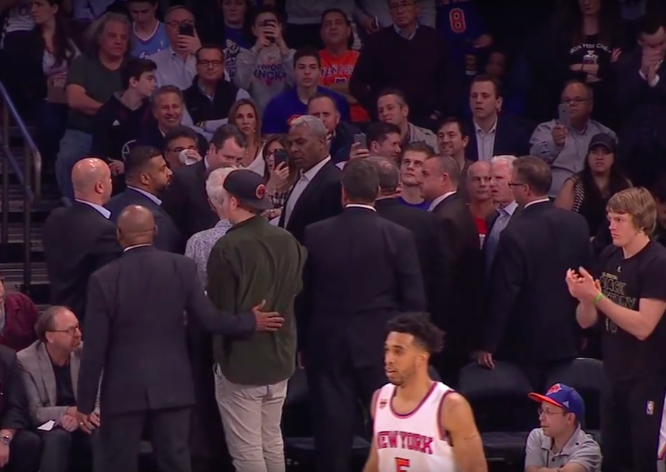 The altercation between Charles Oakley and Dolan's security.