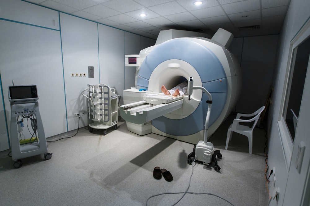 Patient being scanned on an MRI scanner.