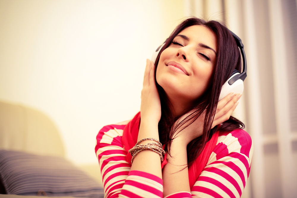 Woman listening to music.