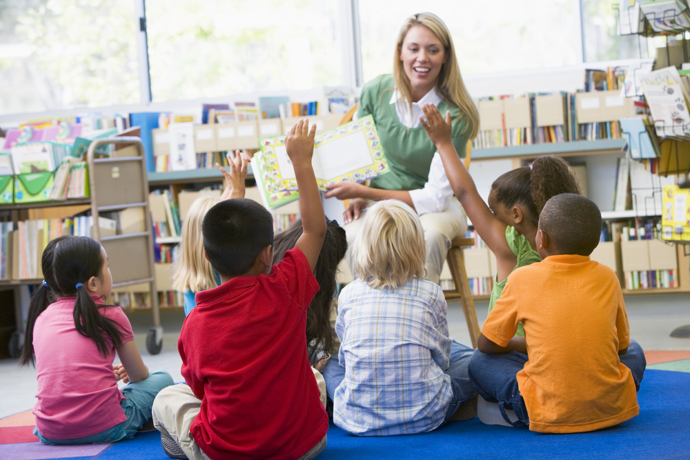 Young children learning in class