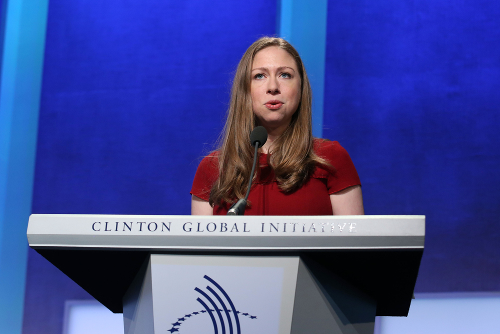 Chelsea Clinton giving a speech.