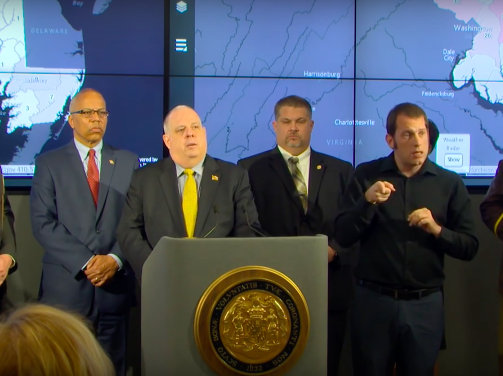 Governor Hogan declaring the public health emergency.