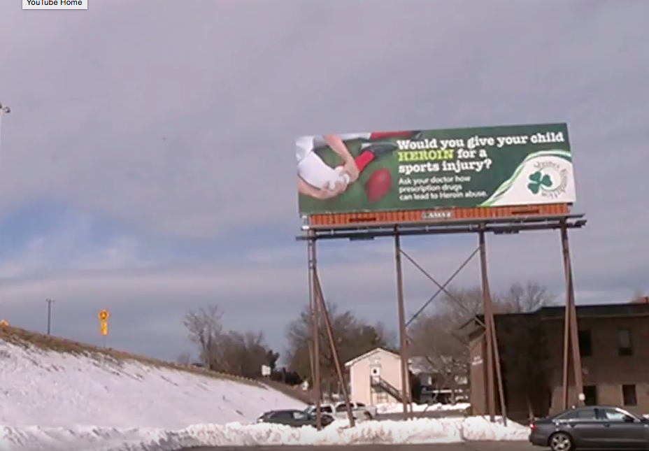 Would You Give Your Child Heroin For A Sports Injury? Billboard in Massachusetts