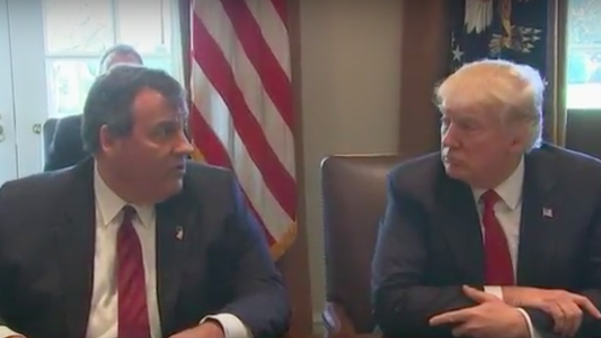 Chris Christie and Donald Trump discussing the opioid crisis.