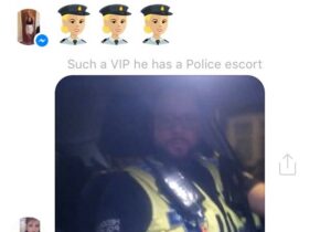 The selfie a police officer took to prove his identity.