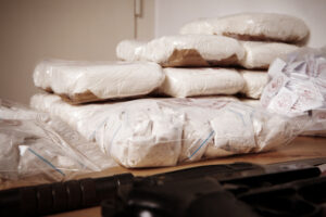 A large amount of seized cocaine