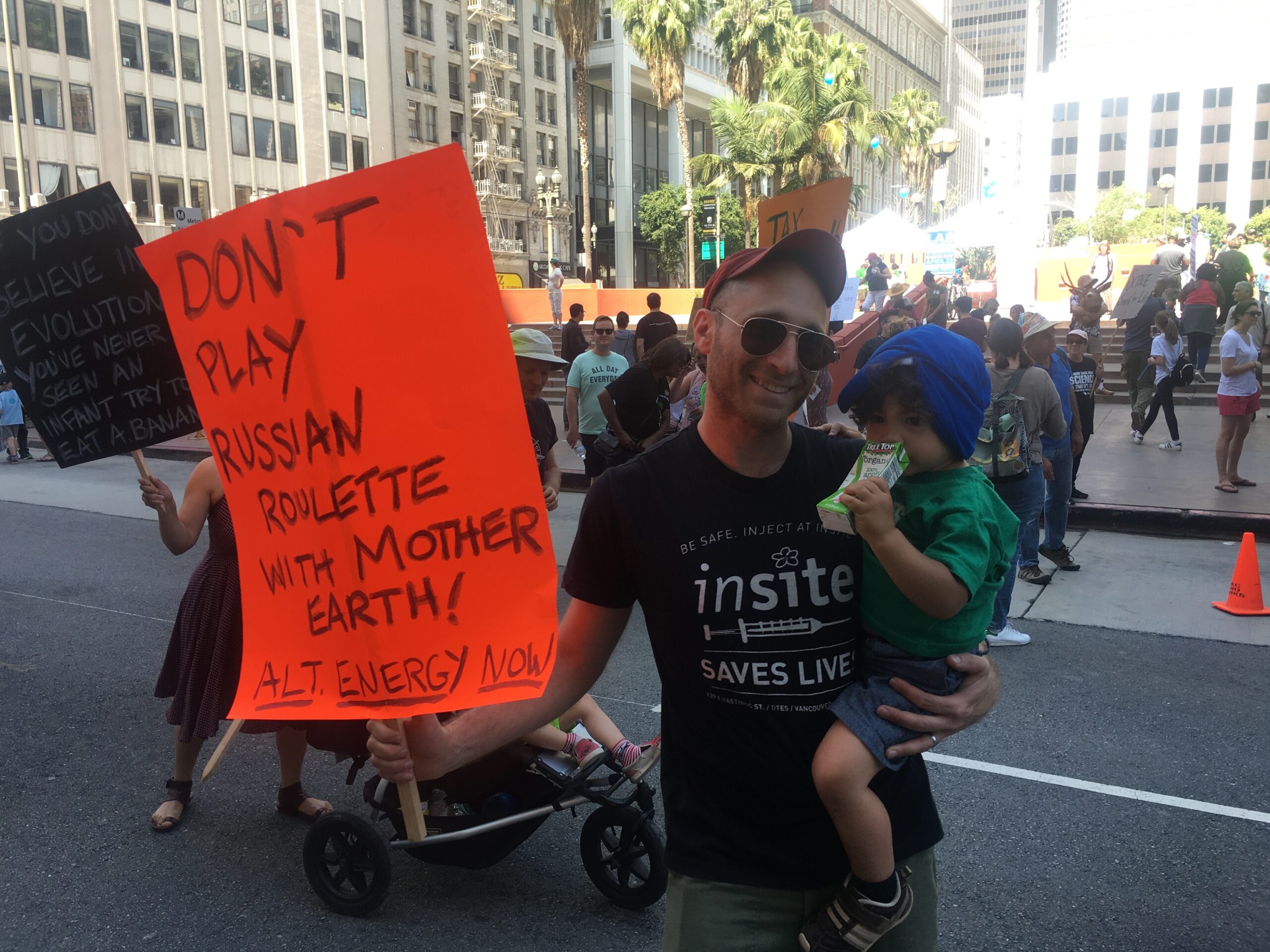 Sign Holder at Science March