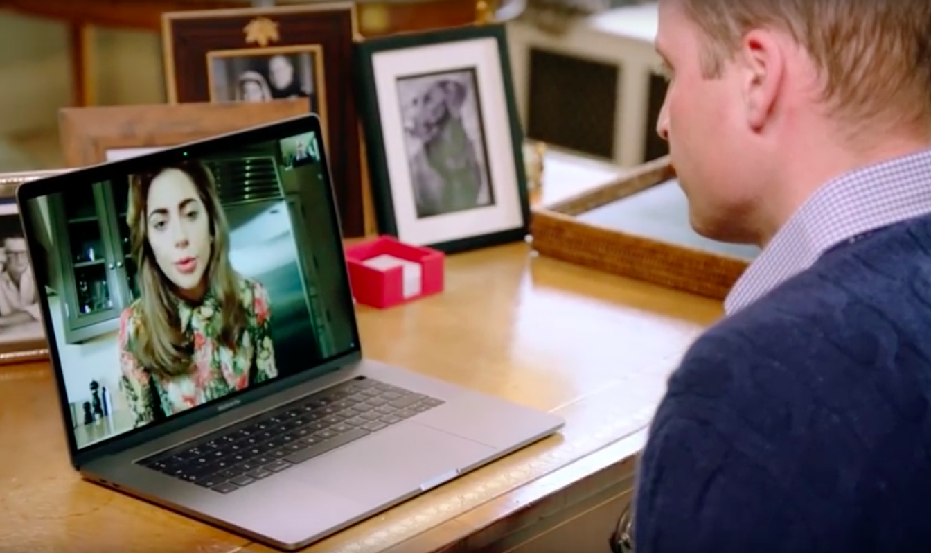 Lady Gaga FaceTimes Prince William to talk about mental health.