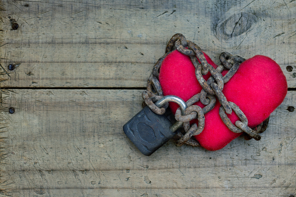 Heart in chains with padlock