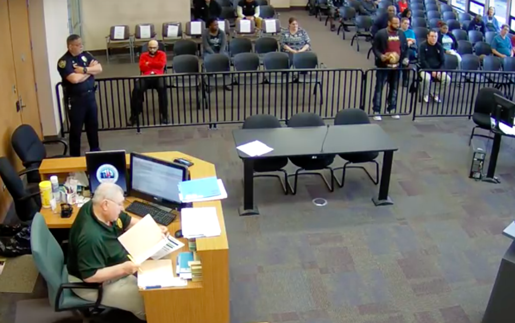Lemar Reed talking to the judge inside the Lorain Municipal Court.