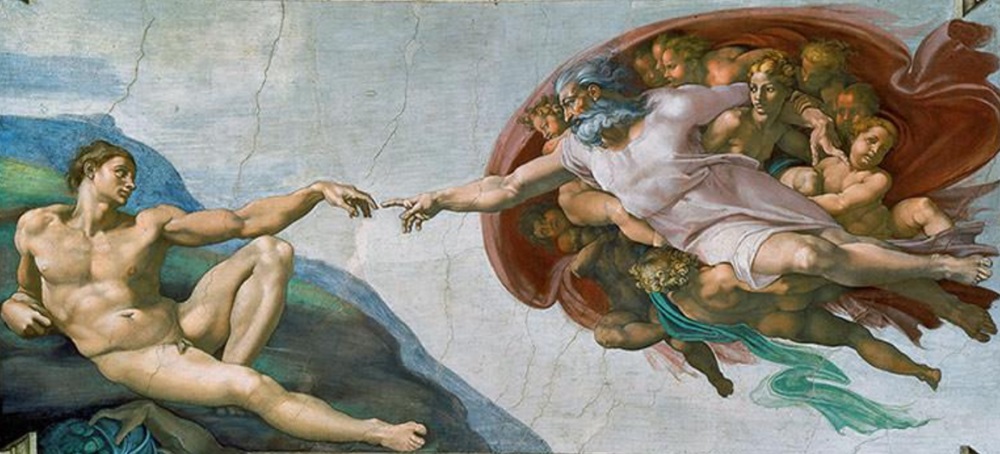 Picture of Creation of Adam painting on Sistine Chapel