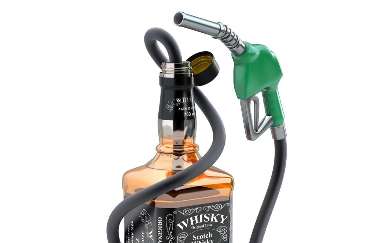 Whiskey alcohol used as a fuel source with pump.
