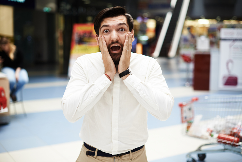 shocked man at mall