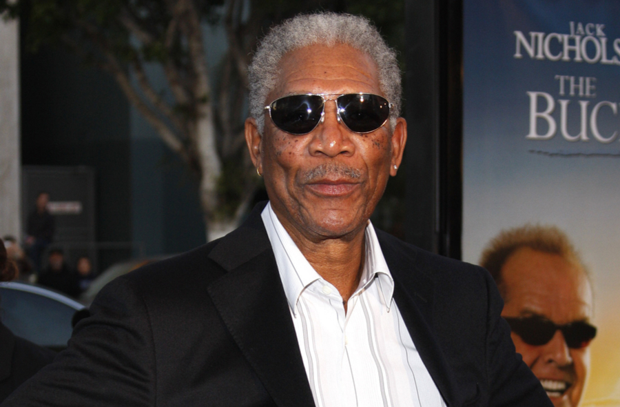 Actor Morgan Freeman posing in sunglasses.