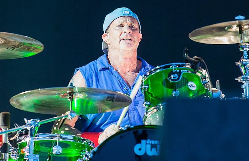 Red Hot Chili Peppers Chad Smith playing drums.