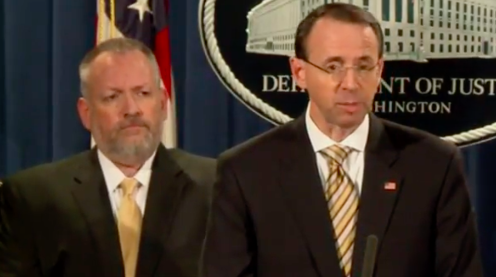 Deputy Attorney General Rod Rosenstein and acting DEA administrator Robert Patterson