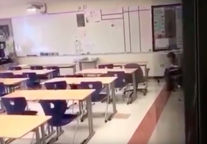 Video taken by Lake Central High School students of the teacher in the classroom.