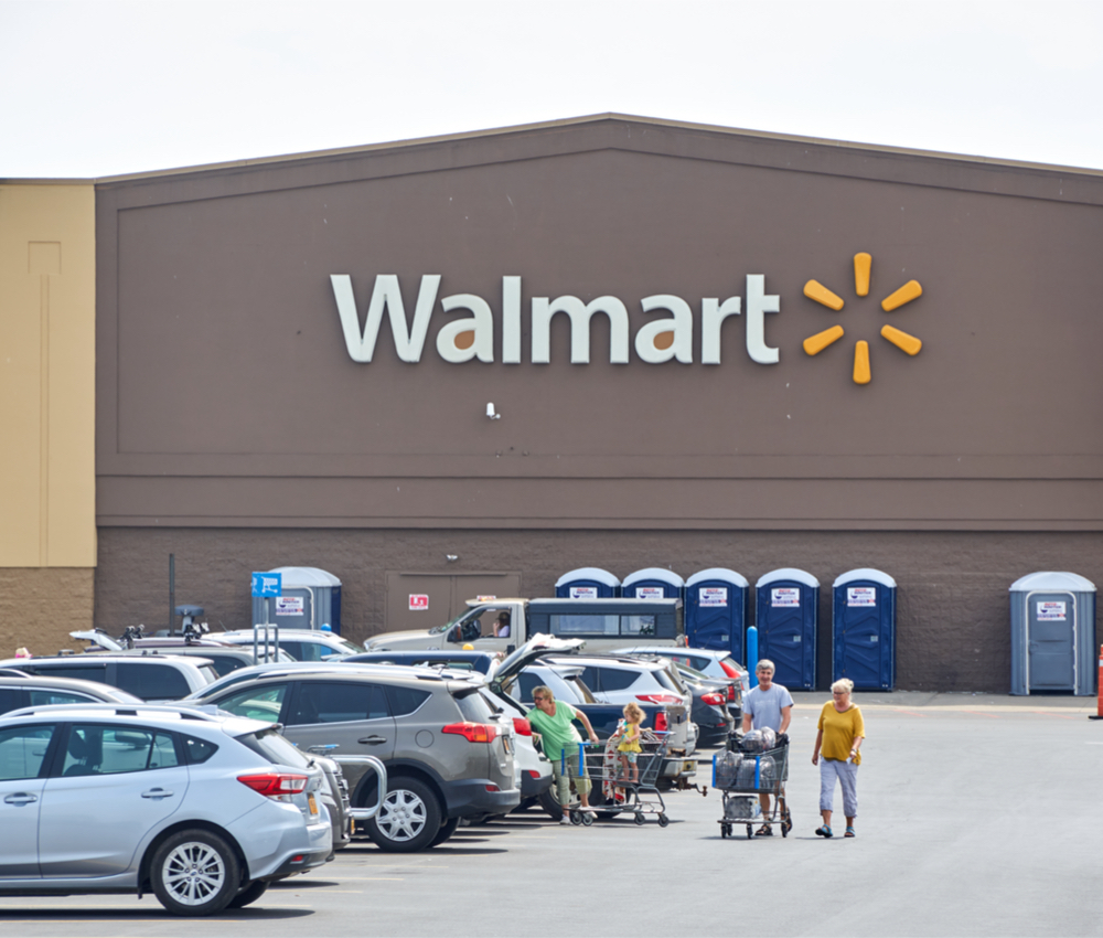 Exterior of a Walmart parking lot