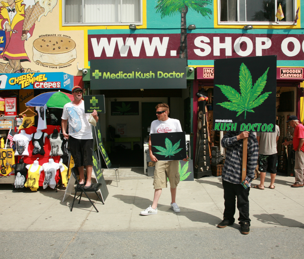 People hawking "Medical Marijuana" on the Venice Beach Board Wal