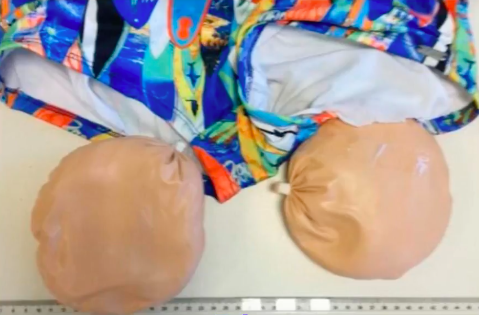 Fake butt cheeks and swim shorts