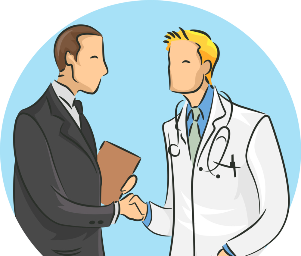 illustration of a doctor shaking the hand of a medical rep