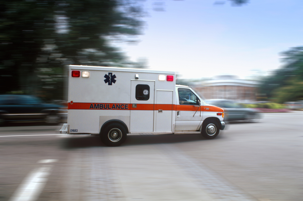 Ambulance rushing through intersection headng for the ER.