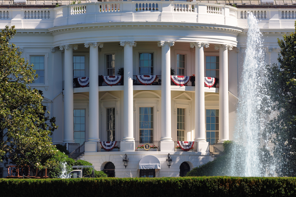 an exterior view of the White House