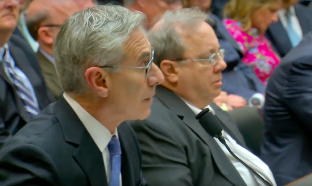 executives from drug distributions companies talking to Congress