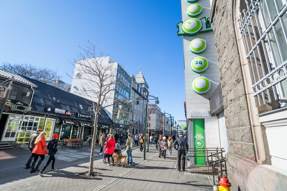 People walking in the city of Reykjavik