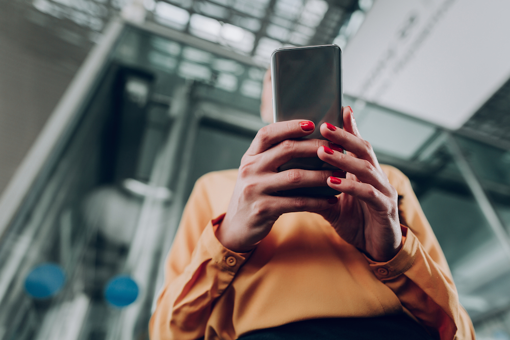 woman using phone