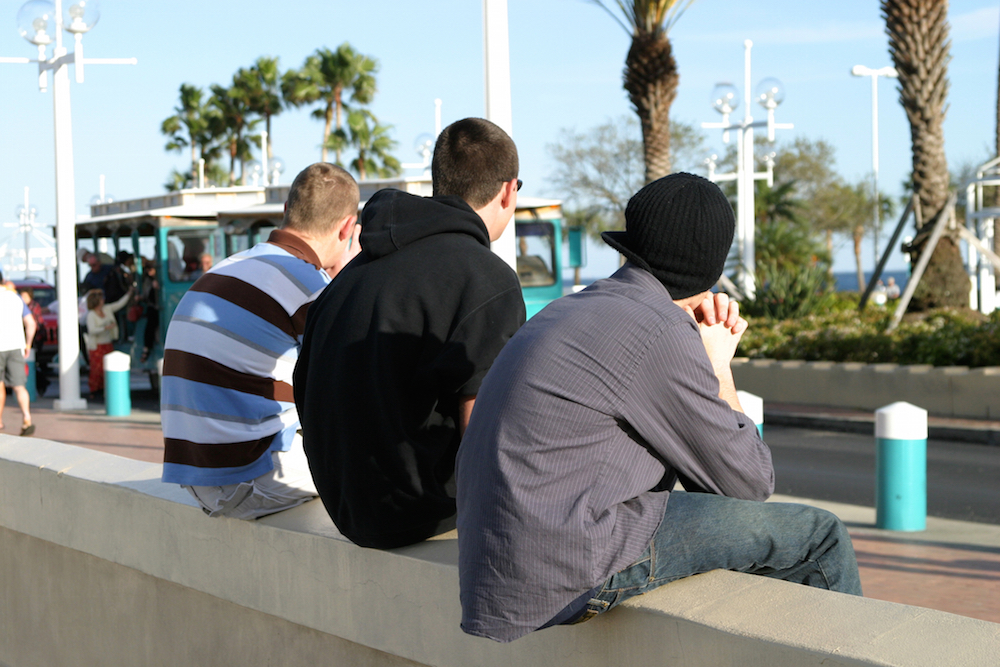 group of teen boys hanging out