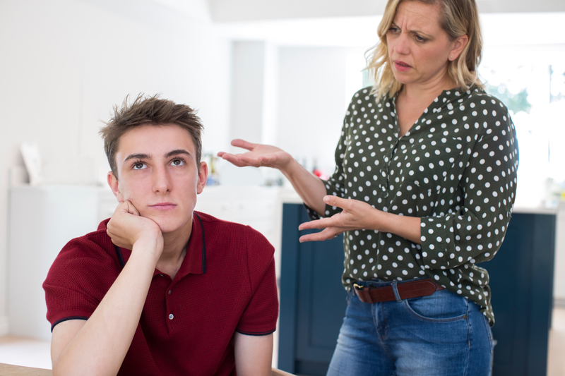 Teenage boy with angry mother. Setting boundaries.