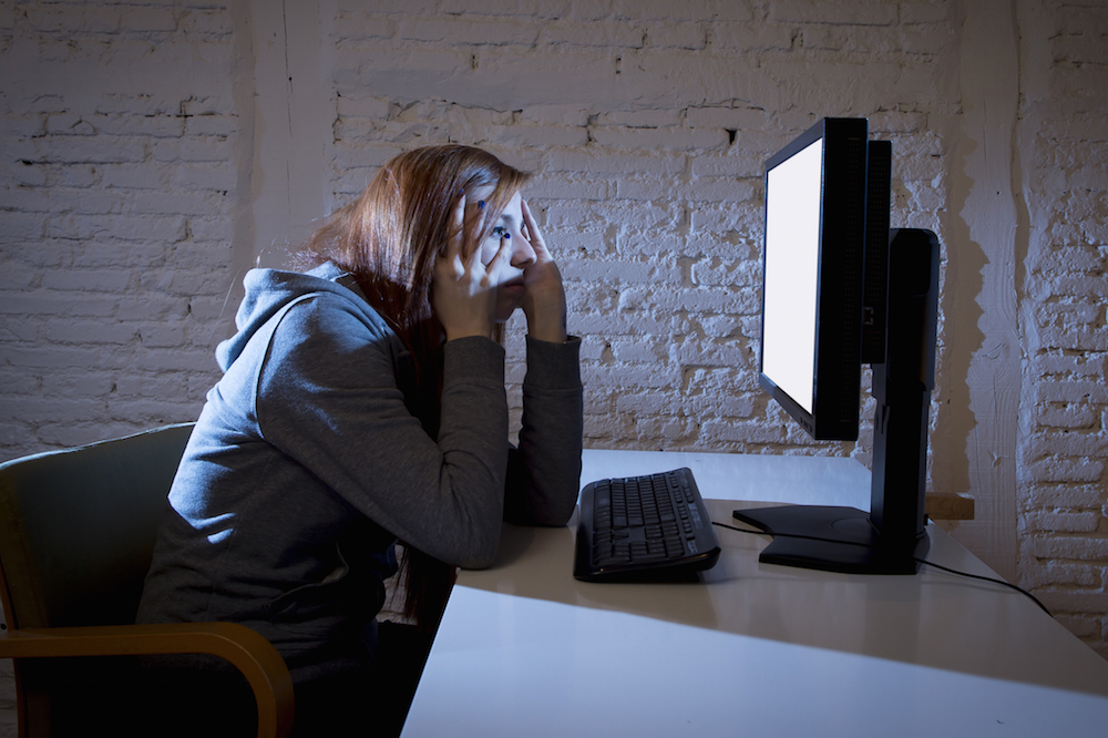 woman on the internet receiving treatment for depression