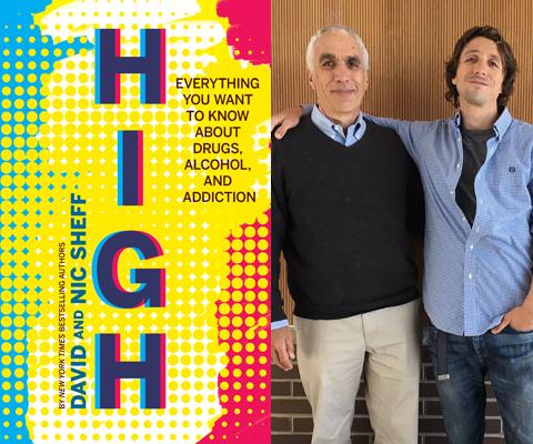 "High" book cover next to pic of David and Nic Sheff