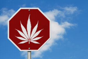 Red and white DUI cannabis stop sign