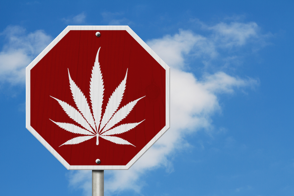 Red and white DUI cannabis stop sign