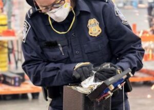 US Customs and Border Protection removing meth from speakers.