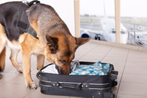 marijuana-sniffing drug going through luggage at LAX