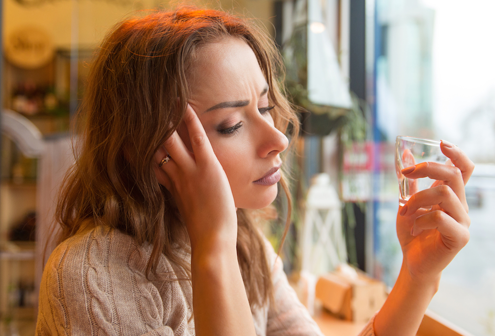 woman with hangover